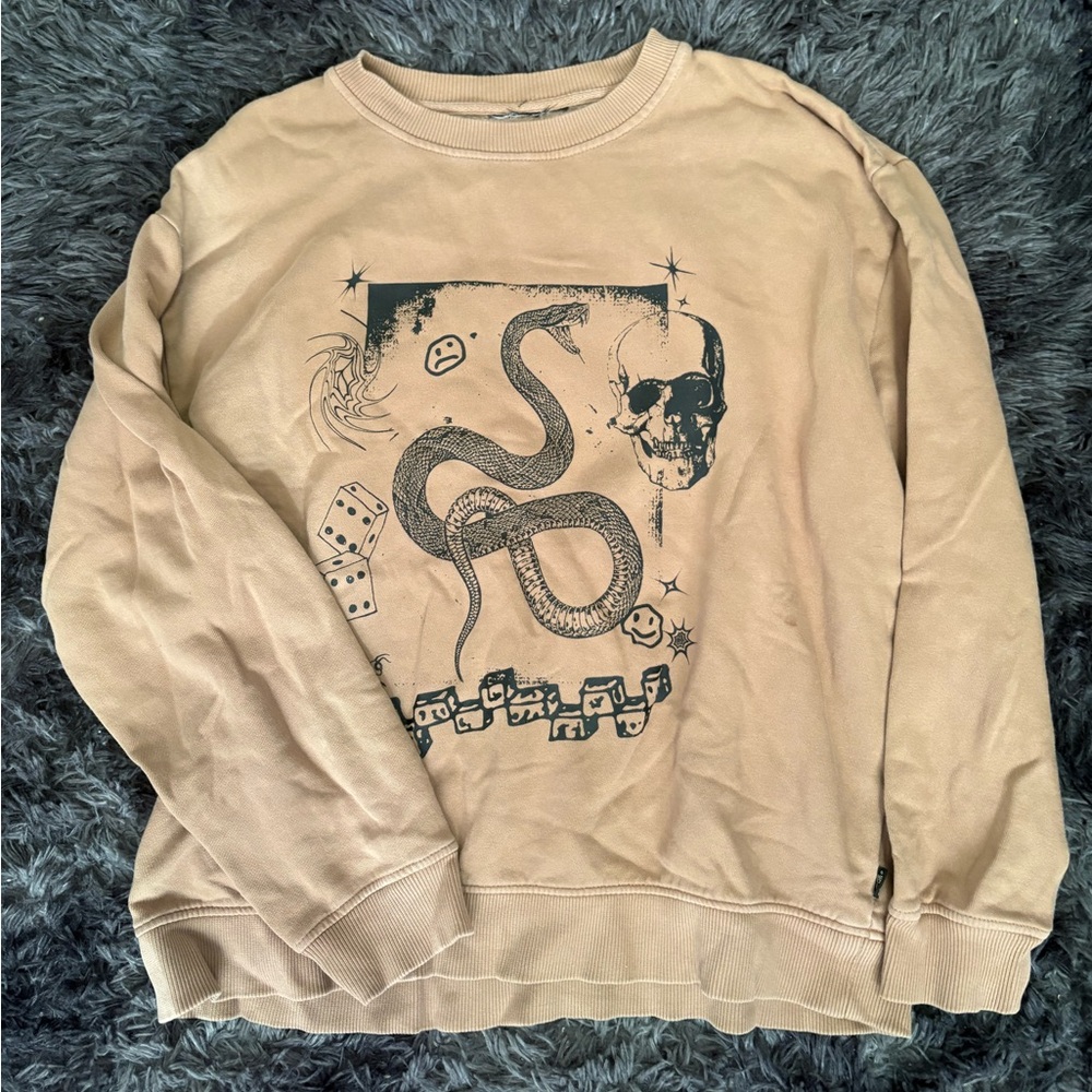 Men's Tan Graphic Sweater Medium